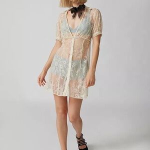 Urban Outfitters Cream Lace Overlay Dress